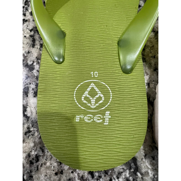 Reef Womens Green White Open Toe Slip on Flat Flip Flop Sandals Size 10 - Picture 5 of 6